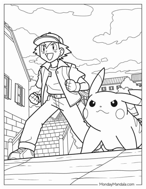 ash and pikachu coloring pages|Ash And Pikachu Coloring Page